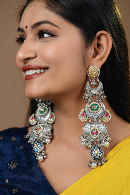 Layered statment long earring 