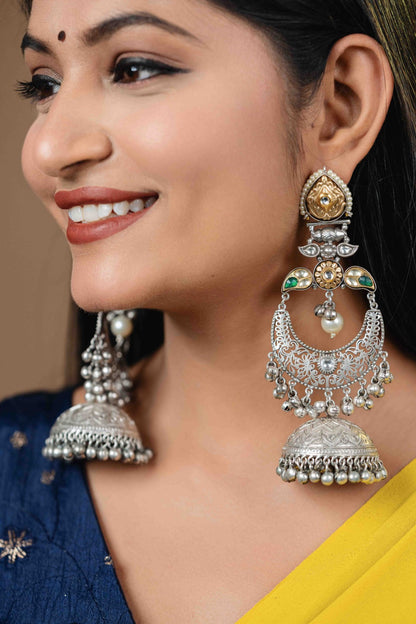 Dual tone chandbali earring
