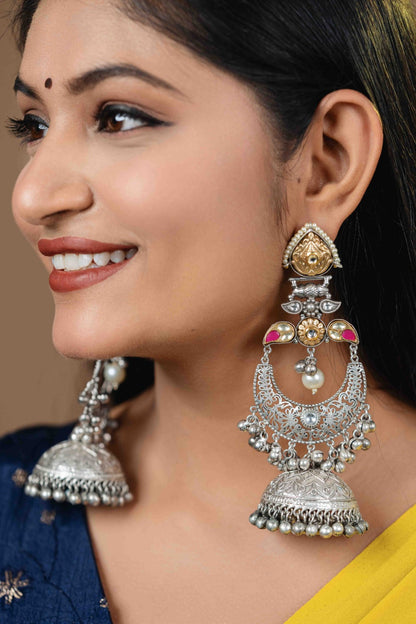 dual tone statment earring