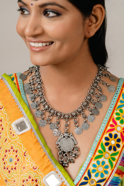 oxidised long necklace set
