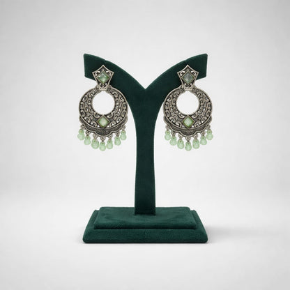 Oxidised Metal Circular Hanging Earrings with Beads LP- 48Hr Delivery