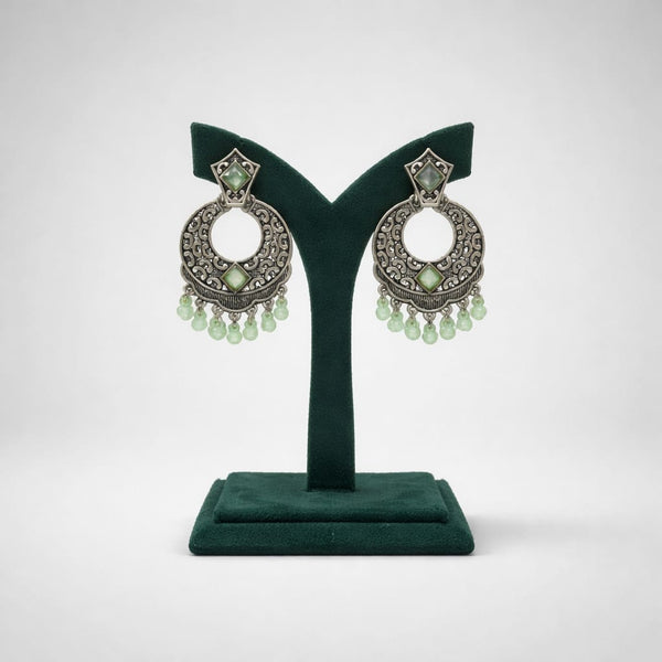 Oxidised Metal Circular Hanging Earrings with Beads LP- 48Hr Delivery