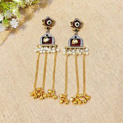 Evara Look Alike Dual Tone Stone Earring