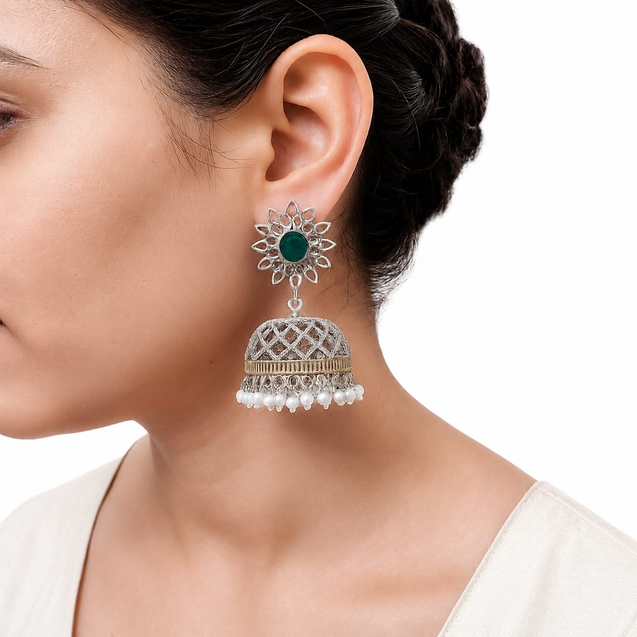 Chimes Dual Tone Big Jhumka Earrings