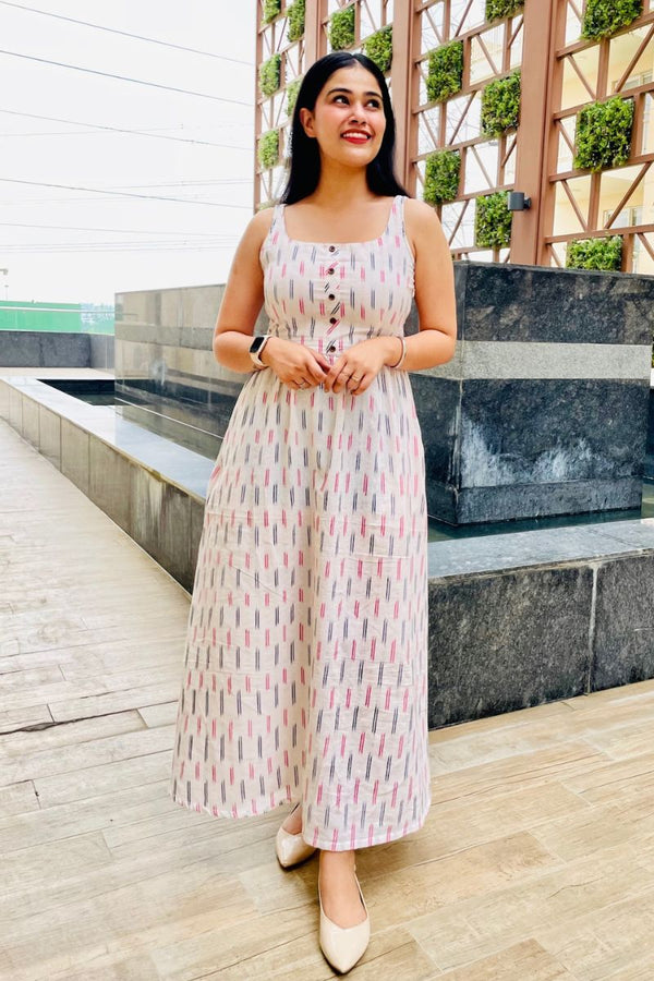 White Ikat Maxi Dress