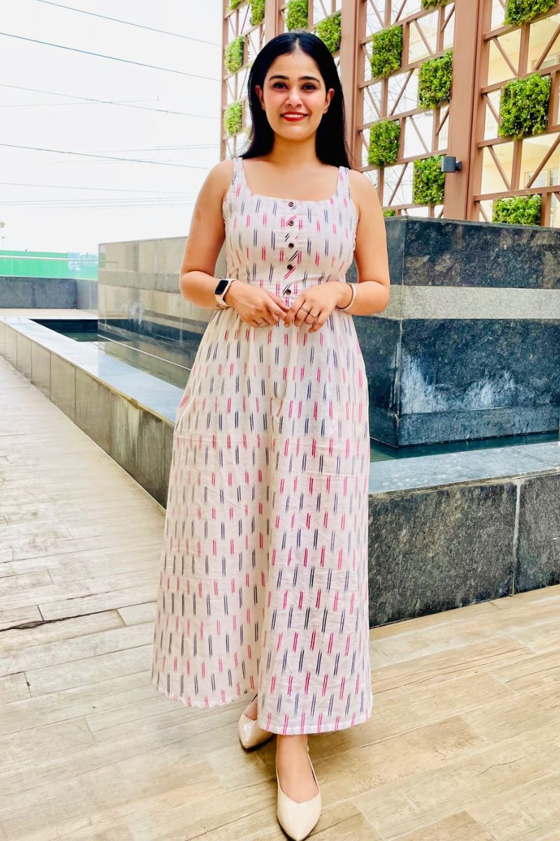 White Ikat Maxi Dress