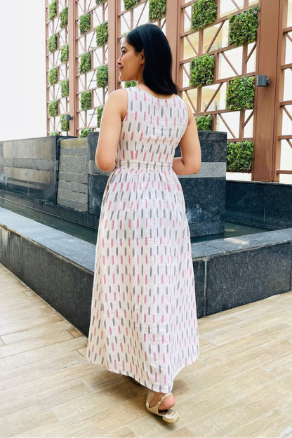 White Ikat Maxi Dress