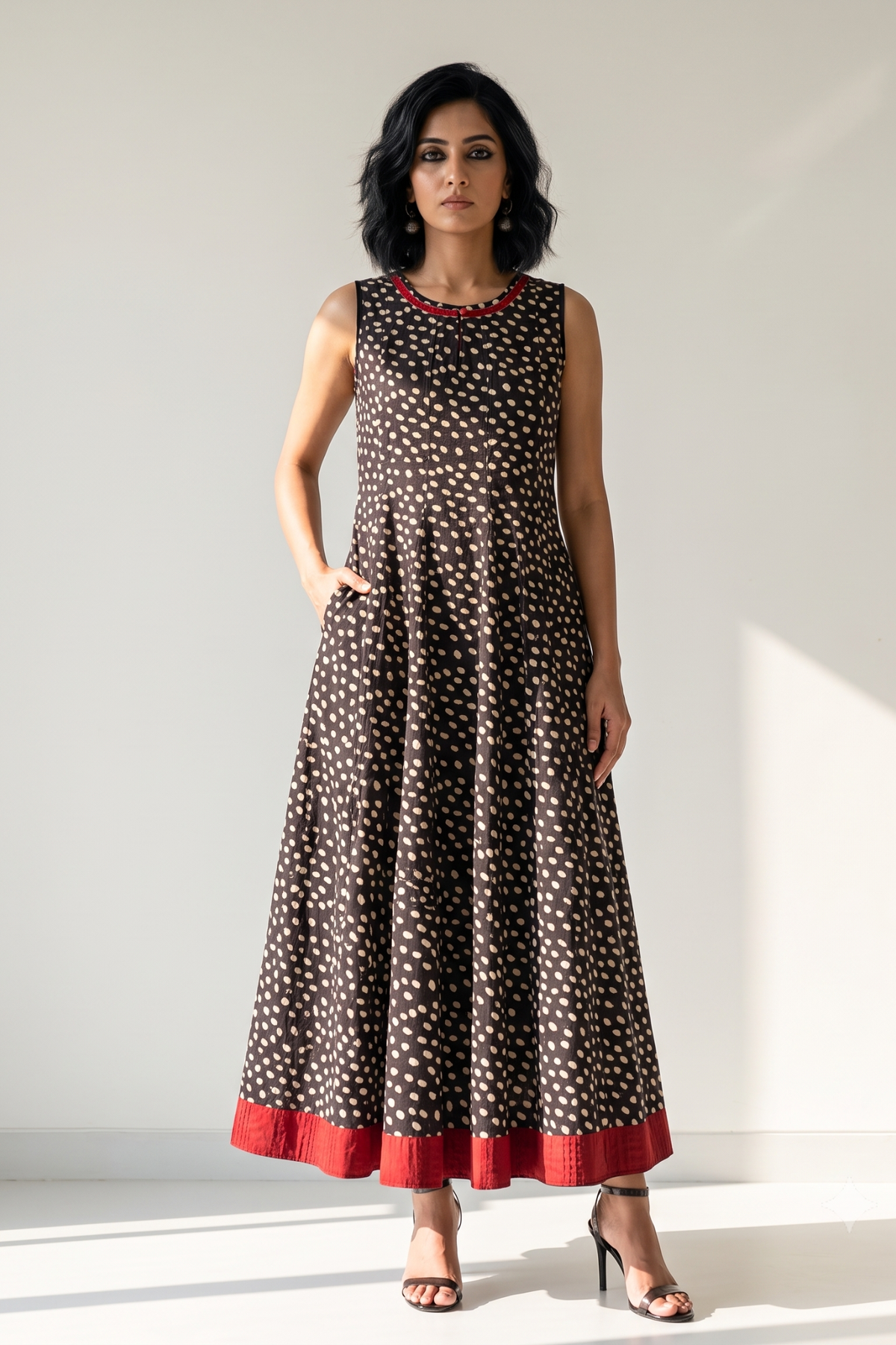 Wild and Spotted Cotton Long Sleeveless Maxi Dress Mc