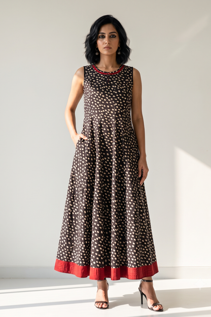 Wild and Spotted Cotton Long Sleeveless Maxi Dress Mc
