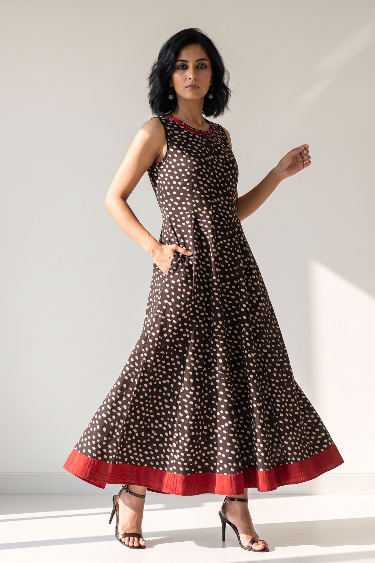 Wild and Spotted Cotton Long Sleeveless Maxi Dress Mc