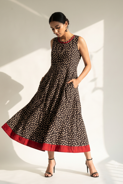 Wild and Spotted Cotton Long Sleeveless Maxi Dress Mc