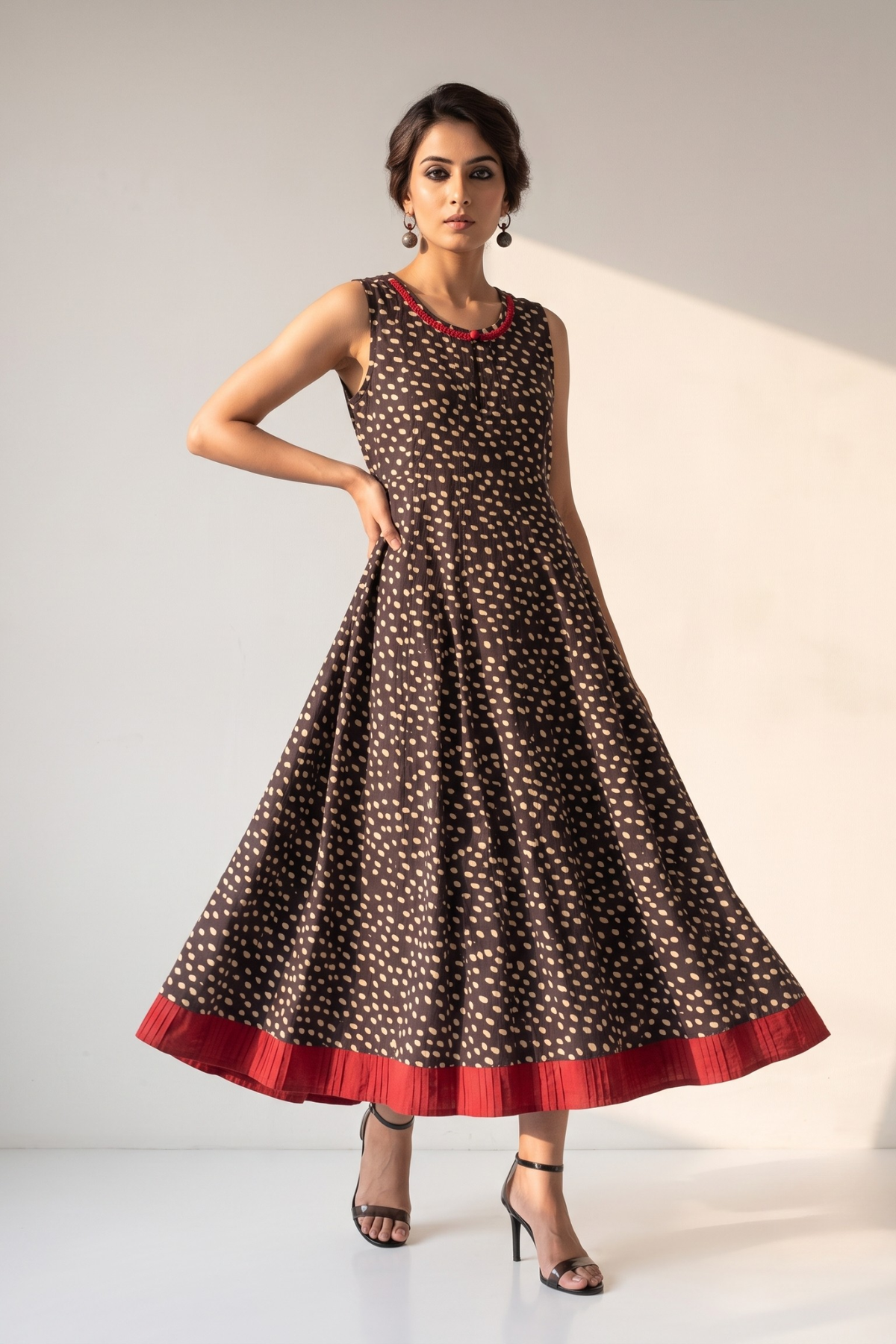 Wild and Spotted Cotton Long Sleeveless Maxi Dress Mc
