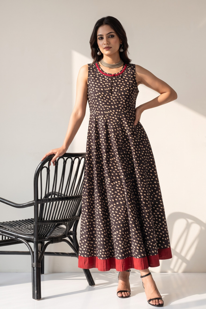 Wild and Spotted Cotton Long Sleeveless Maxi Dress Mc