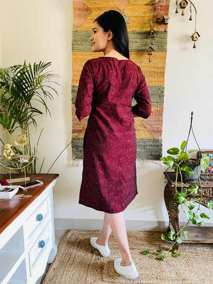 Wine Ikat Formal Shift Dress