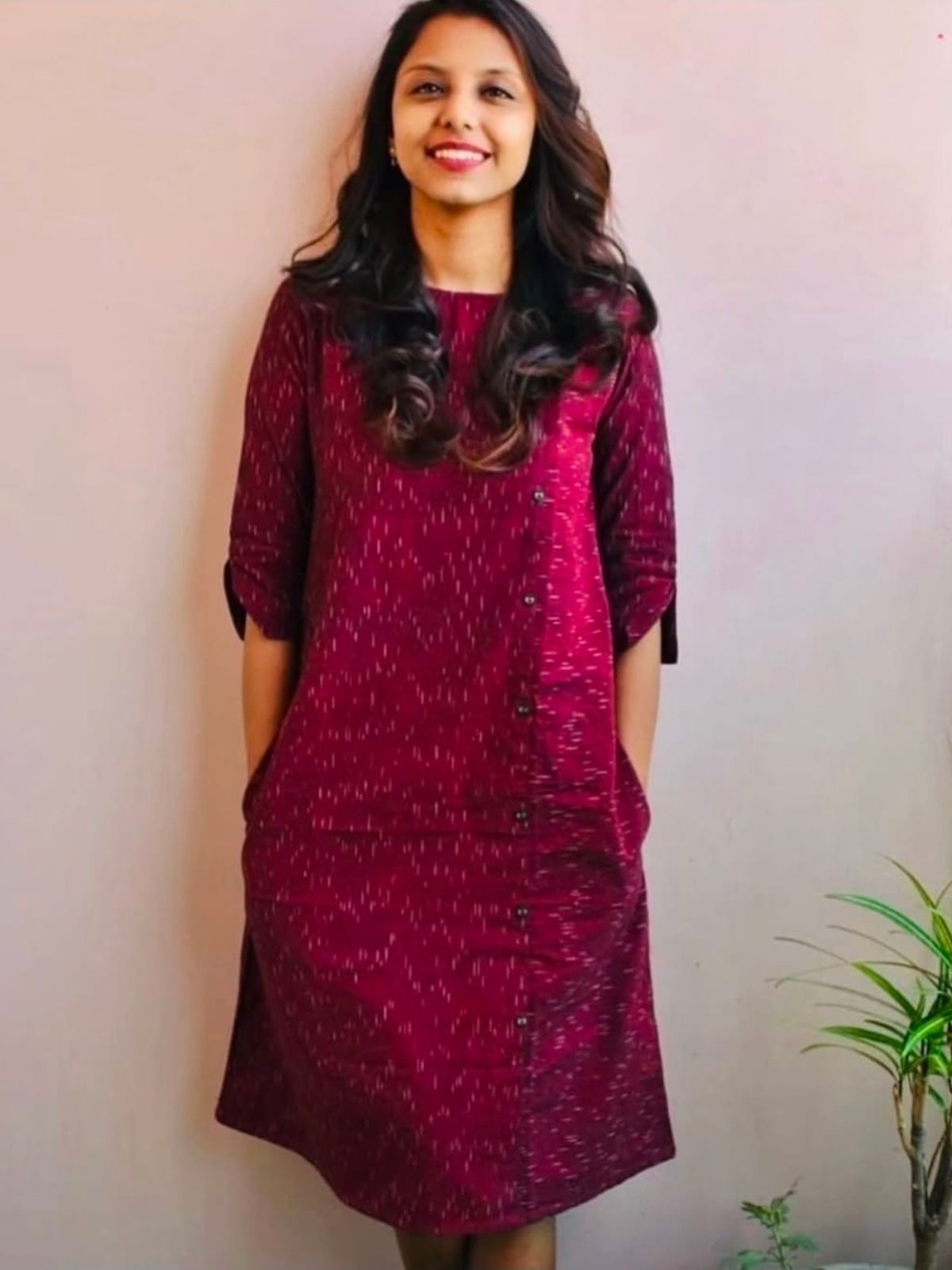 Wine Ikat Formal Shift Dress
