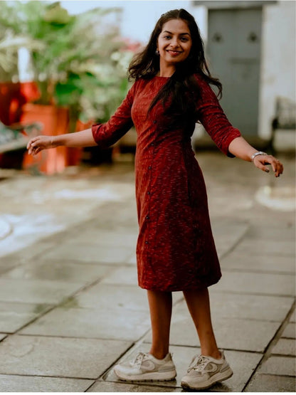 Wine Ikat Formal Shift Dress