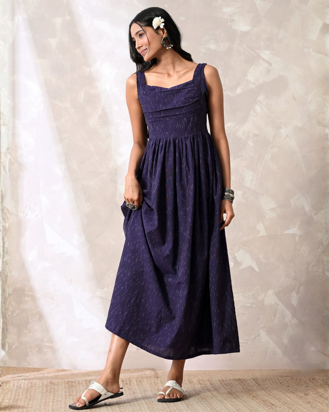 Mira Aubergine Ikat Maxi Dress
