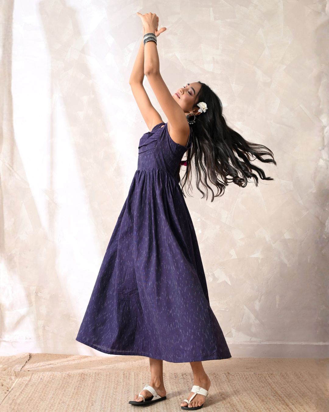 Mira Aubergine Ikat Maxi Dress
