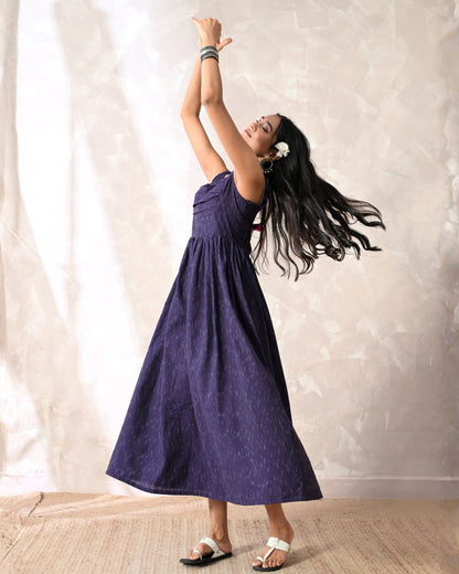 Mira Aubergine Ikat Maxi Dress