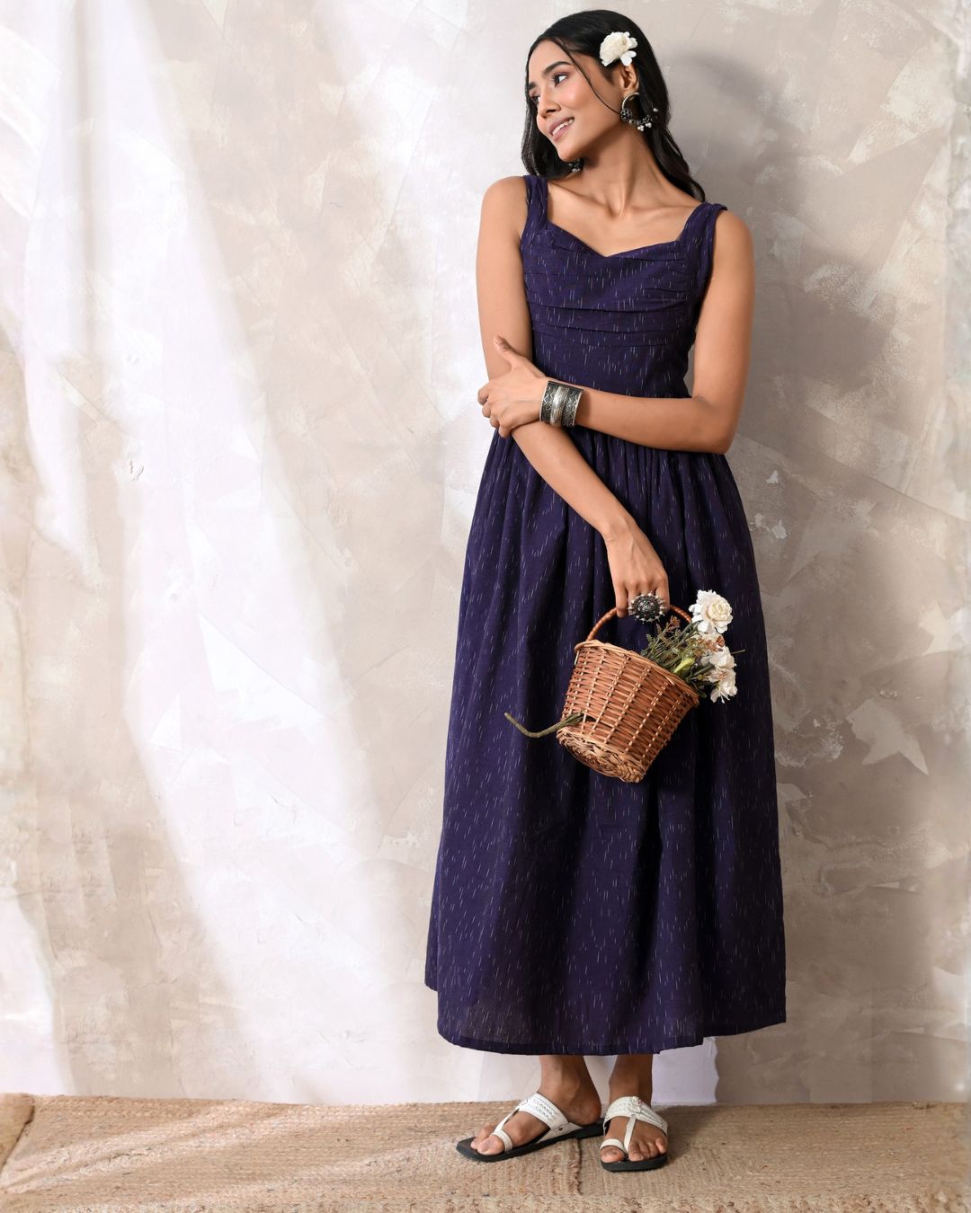 Mira Aubergine Ikat Maxi Dress