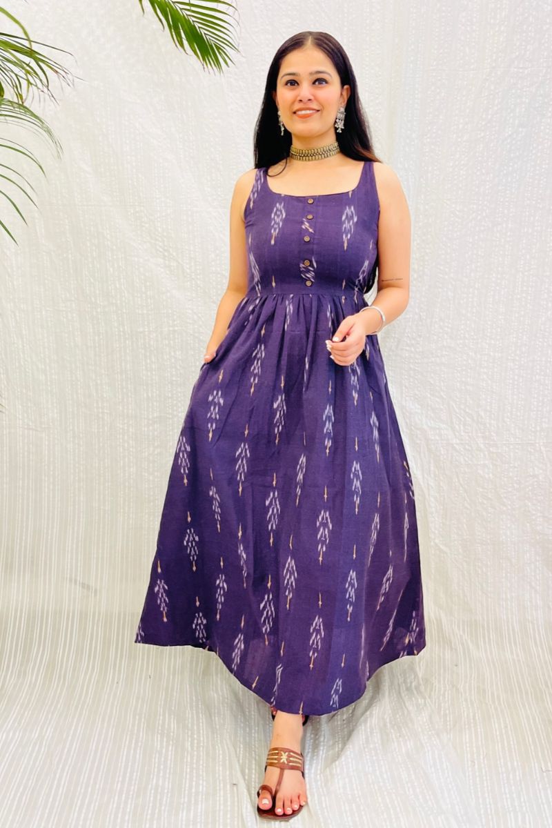 Aubergine Ikat Maxi Dress