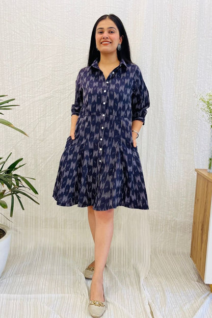 Aubergine Ikat Shirt Dress