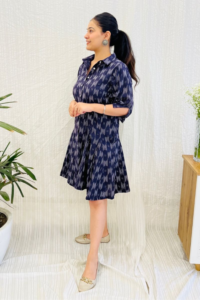 Aubergine Ikat Shirt Dress