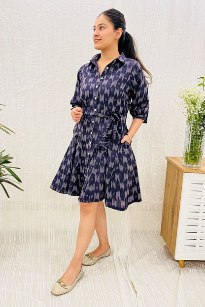 Aubergine Ikat Shirt Dress
