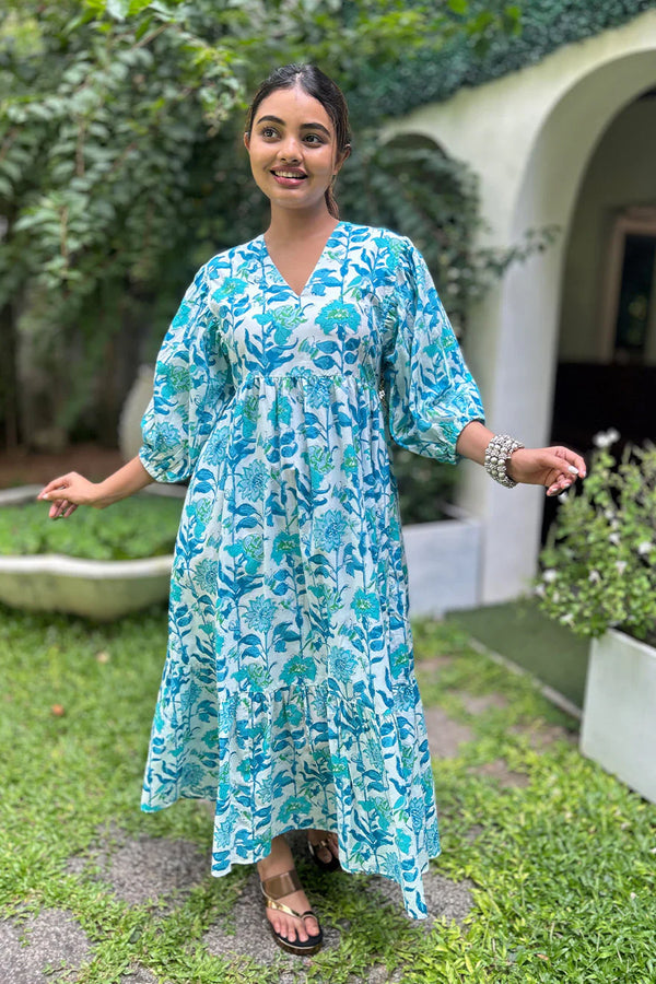 Cotton Dress Pattern 2 Blue Print