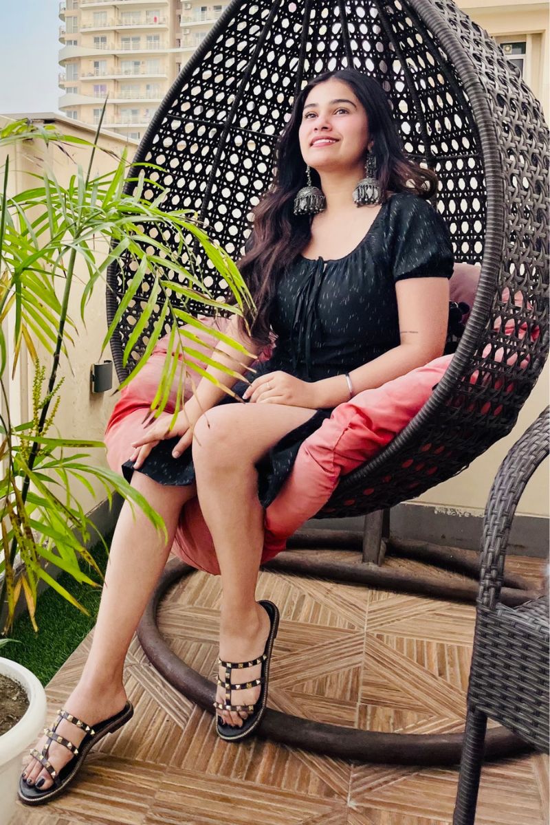 Black Ikat Slit Dress