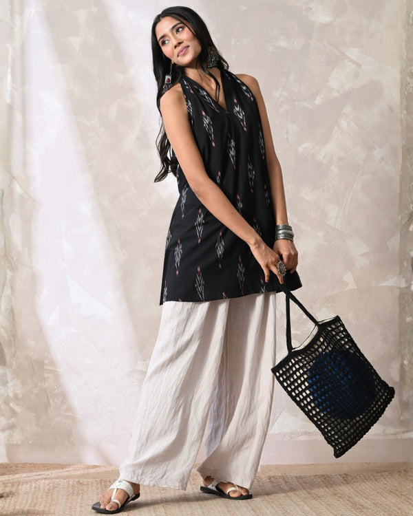 Mishti Black Ikat Short Kurti