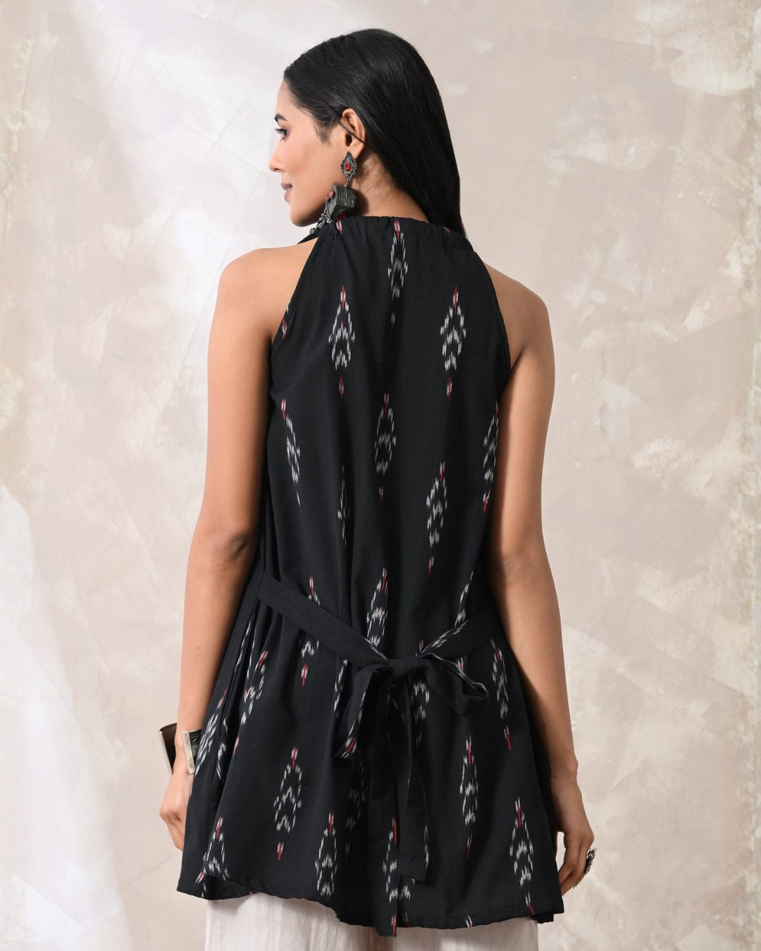 Mishti Black Ikat Short Kurti