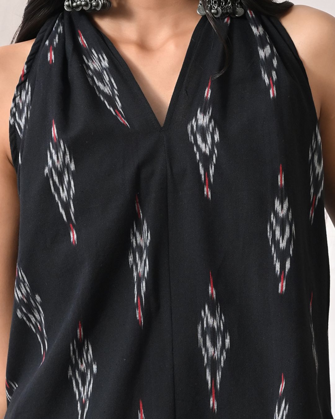 Mishti Black Ikat Short Kurti