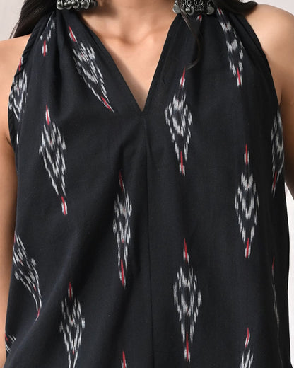 Mishti Black Ikat Short Kurti