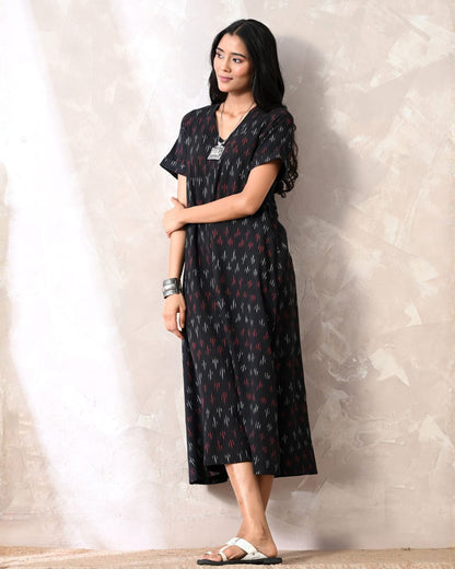 Black Ikat Aline Dress