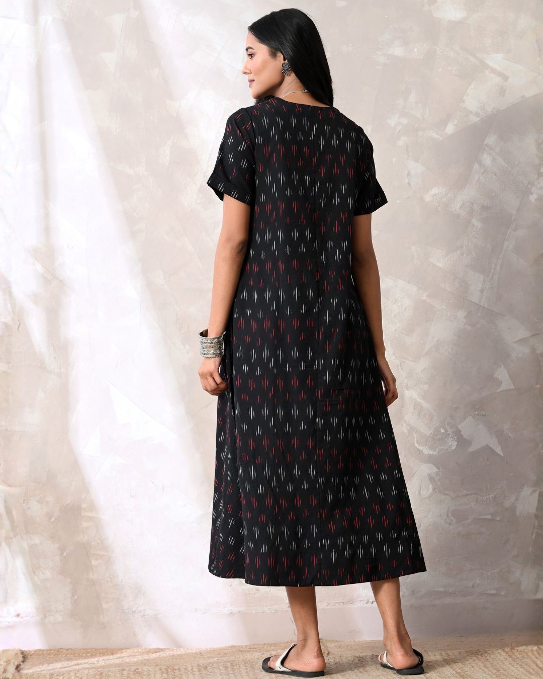 Black Ikat Aline Dress