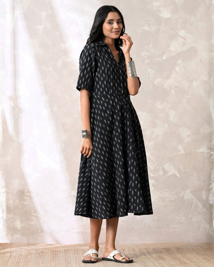 Zoya Black Ikat Shirt Dress