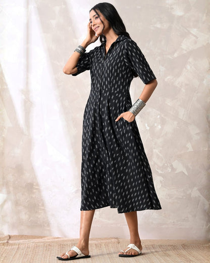 Zoya Black Ikat Shirt Dress