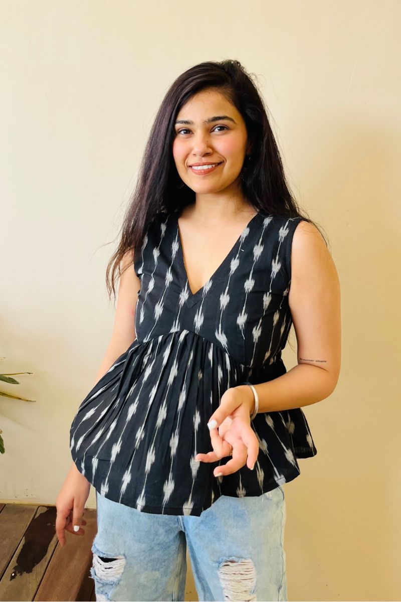 Black Ikat Top