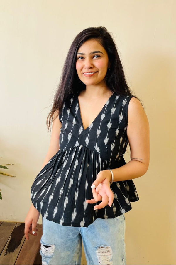 Black Ikat Top