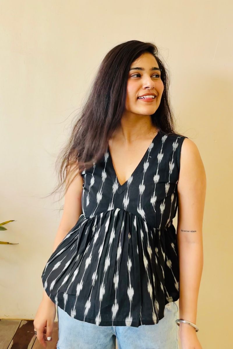 Black Ikat Top