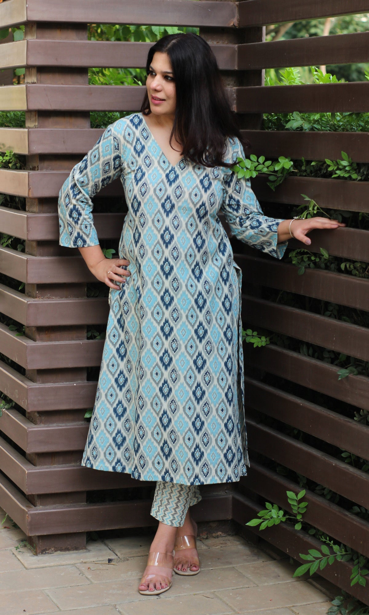 Cotton Block Print Blue Kurta and Pants - Baareeki