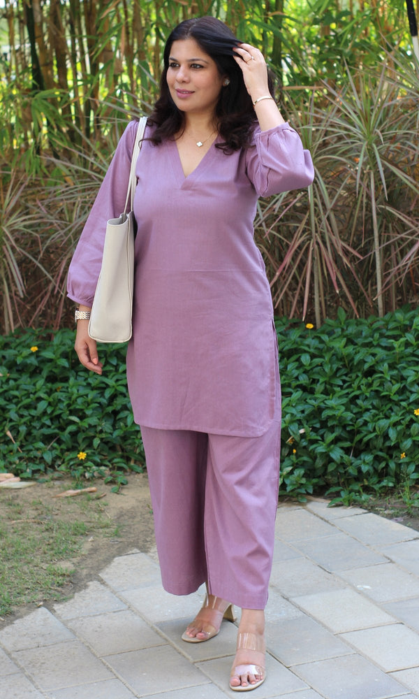 Cotton Flax Purple Coord Set - Baareeki