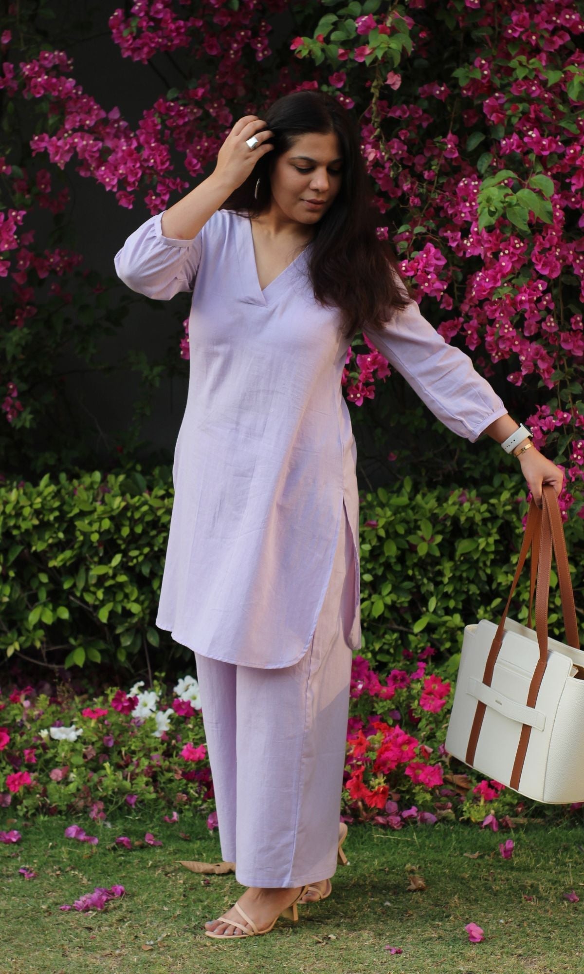 Cotton Flex Light Purple Coord Set - Baareeki