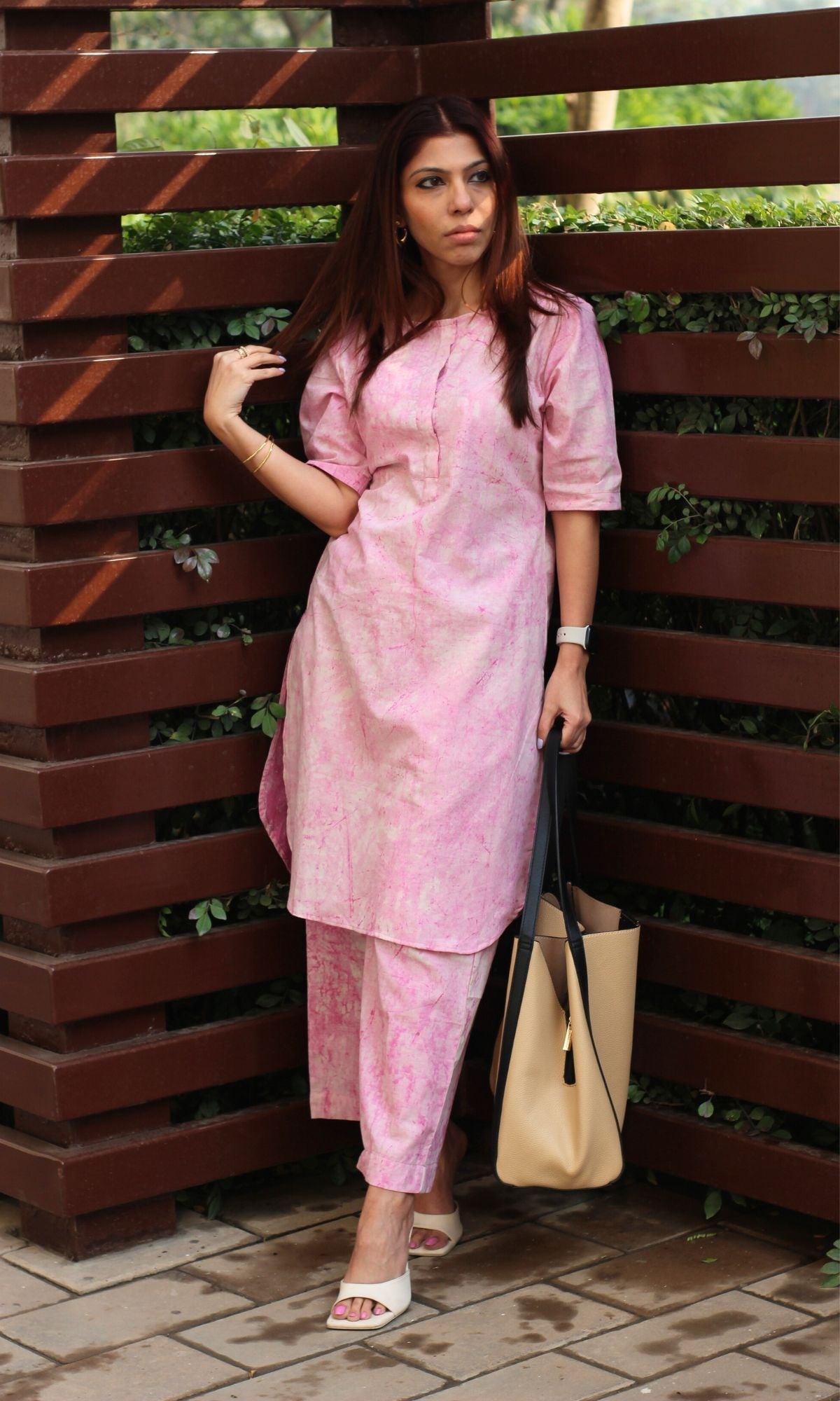 Cotton Gradient Print Pink Coord Set - Baareeki