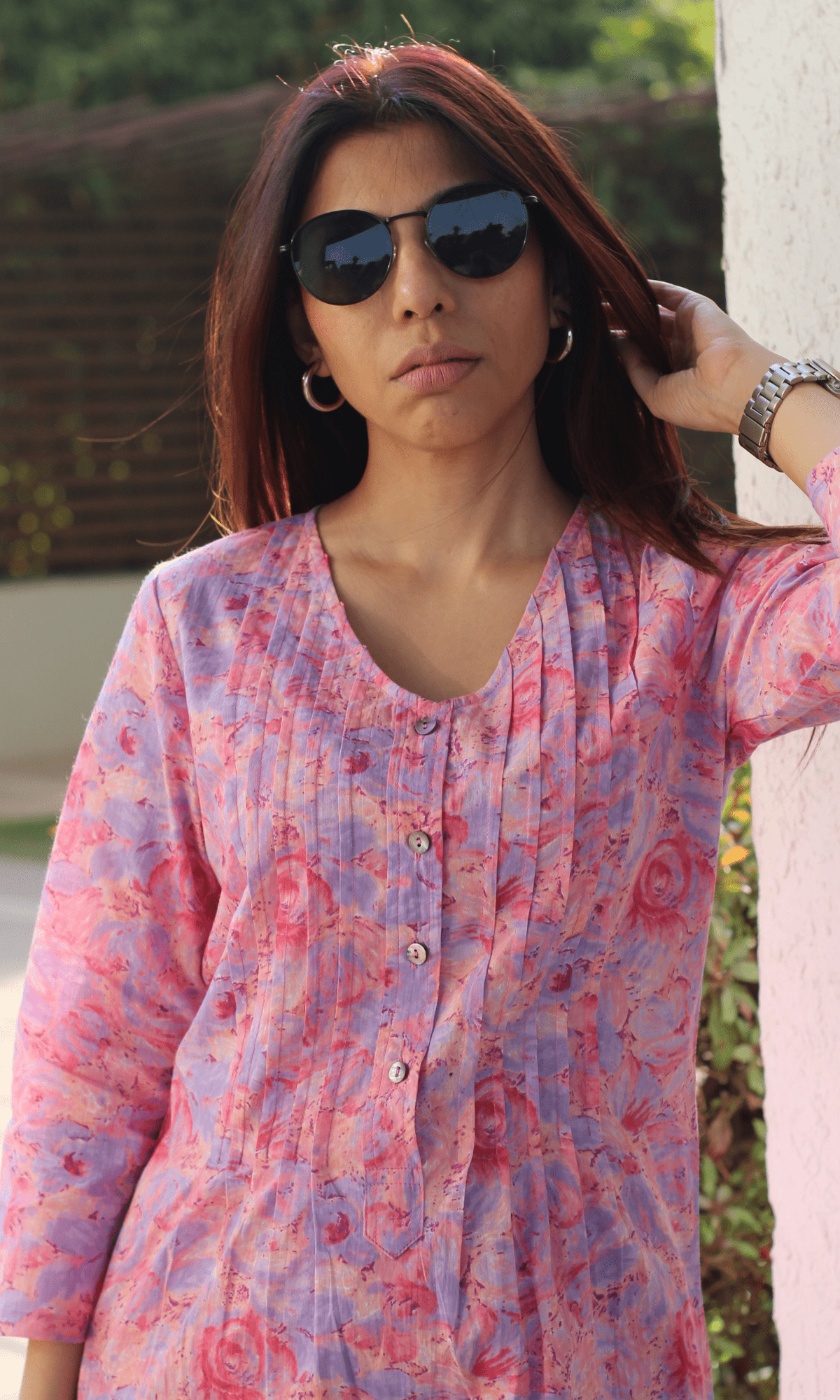 Cotton Pink & Red Gradient Kurta & Pant - Baareeki