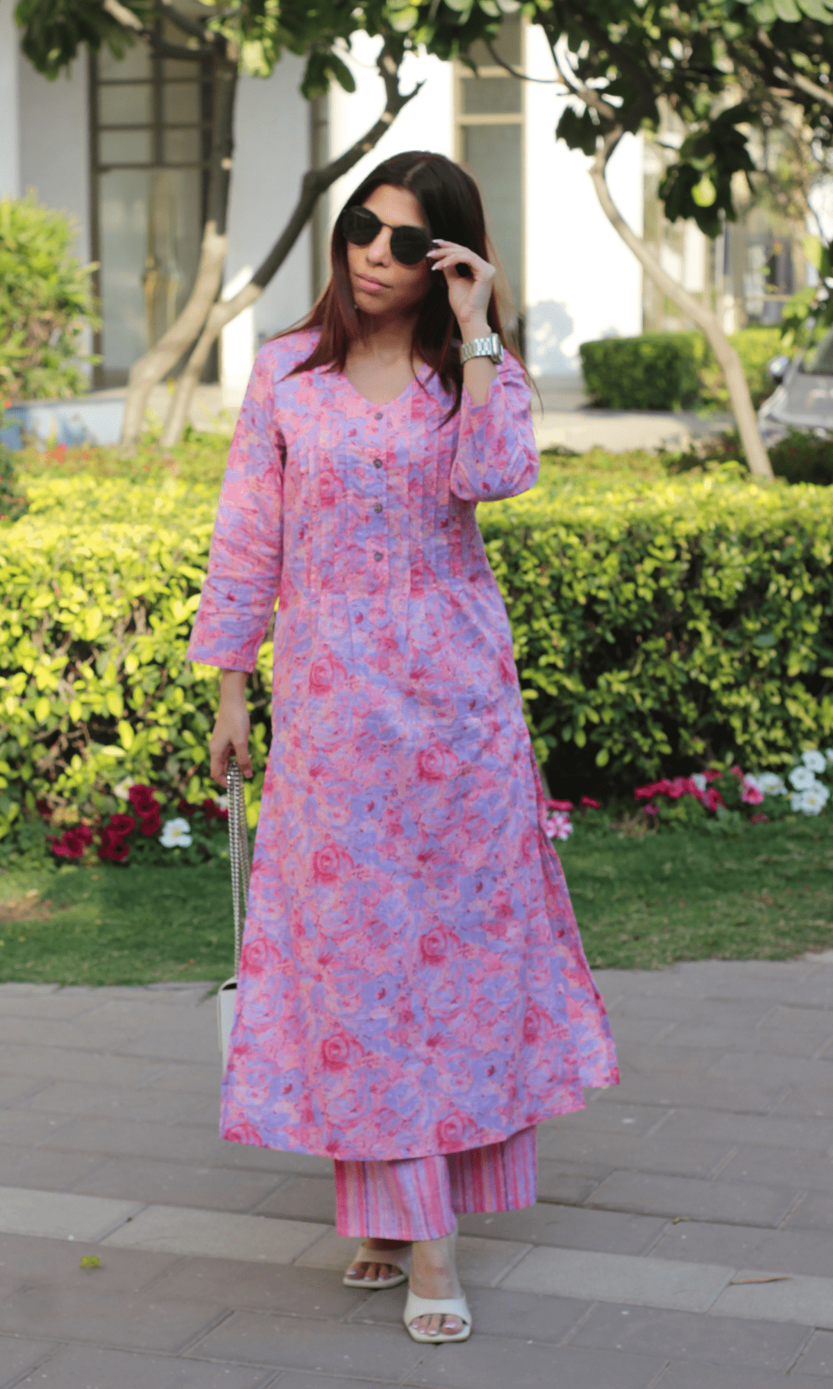 Cotton Pink & Red Gradient Kurta & Pant - Baareeki