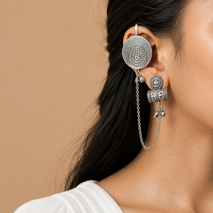 Zephyra Silver Look Alike Oxidized Earcuff