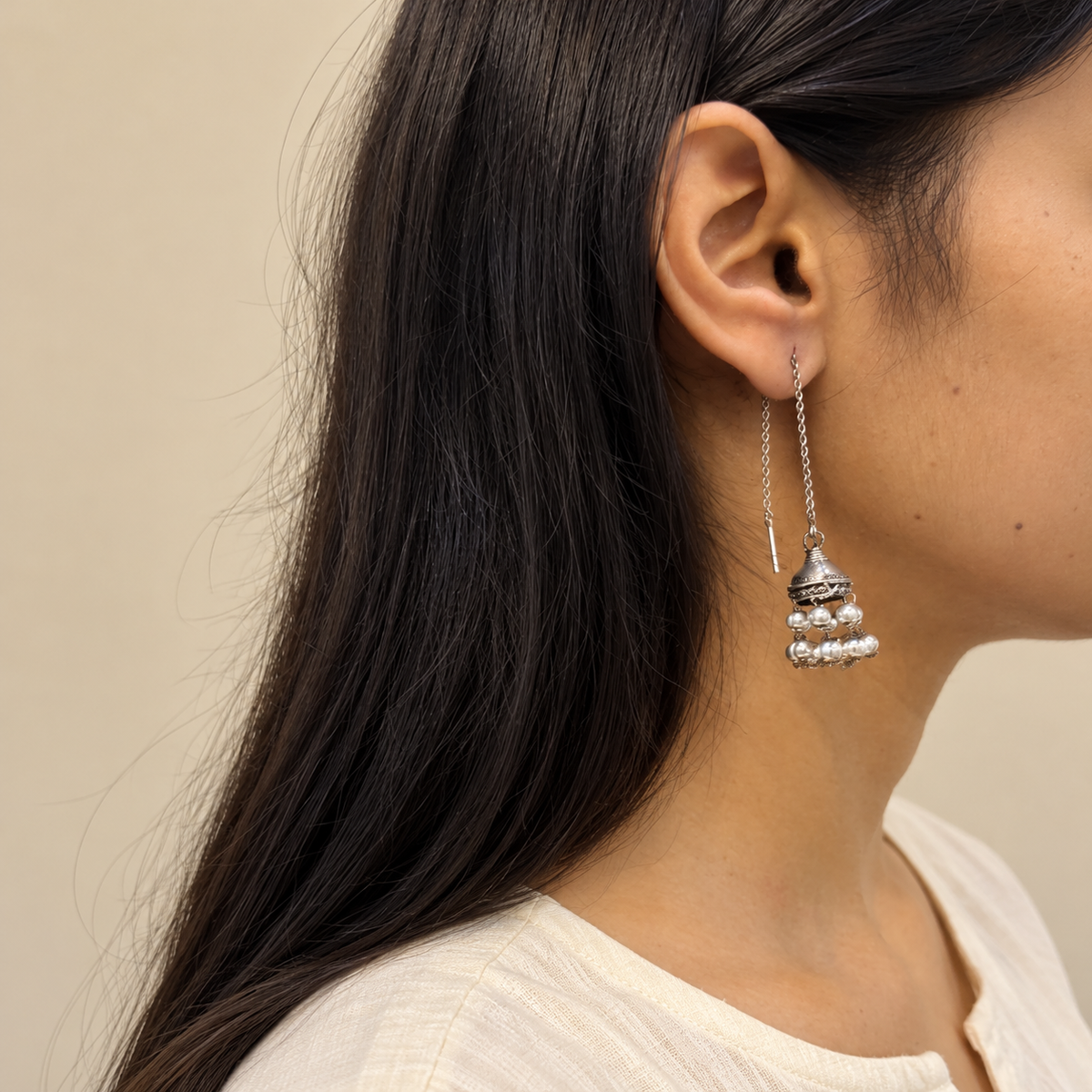 Rhea Silver Look Alike Oxidized Earring