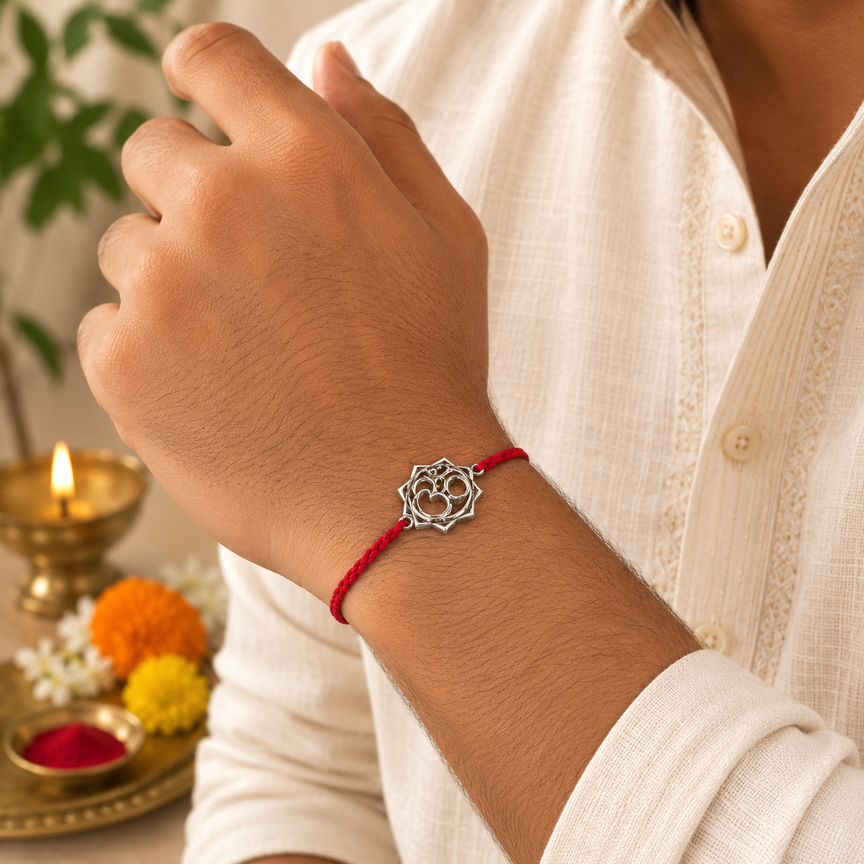 Omm Silver Look Alike Rakhi